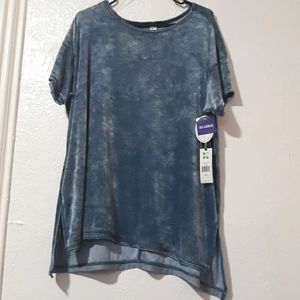 Plus Size Green Tea Blue Velvet Long Tshirt